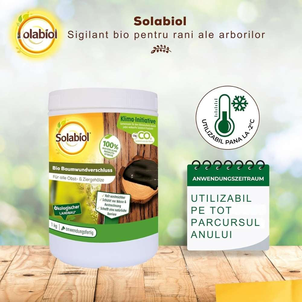 Vopsea trunchi arbori Solabiol, vopsea alba pentru protectie organica, 1 kg