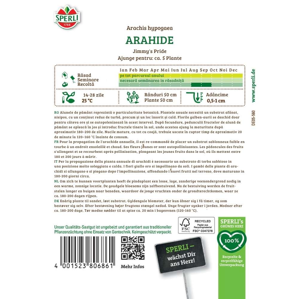 Seminte arahide Jimmy's Pride – ideale pentru gradini calde