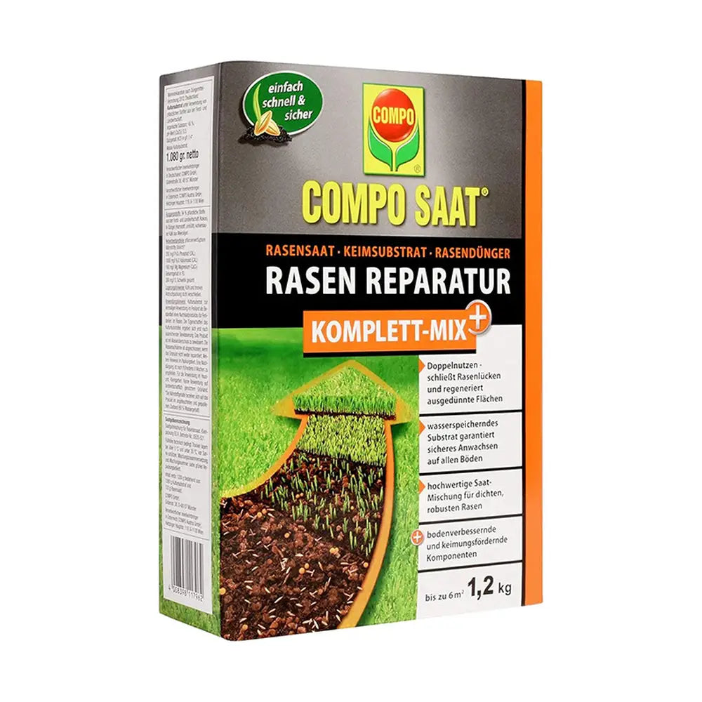 Compo mix complet regenerare gazon, 1.2 kg pentru 6 mp – amestec seminte, substrat si ingrasamant