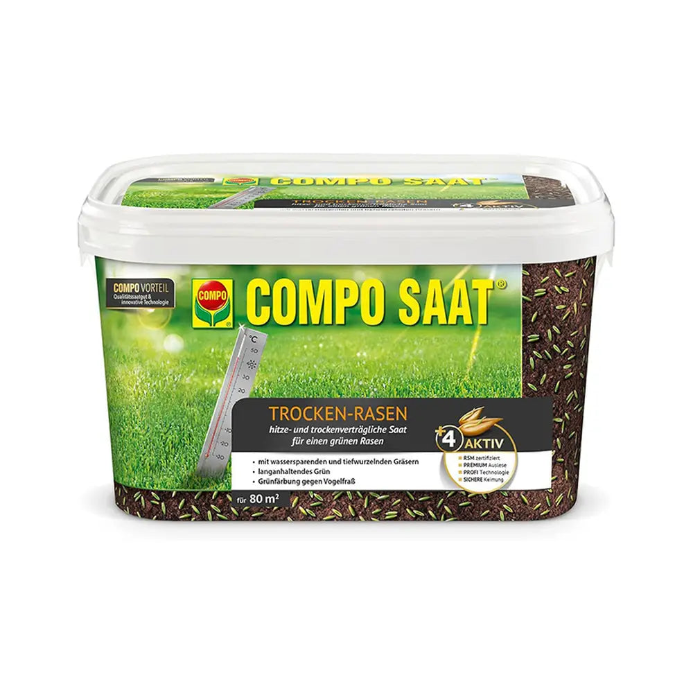 Compo seminte gazon rezistent la seceta si caldura 2 kg pentru 80 mp, amestec profesional pentru zone insorite si uscate