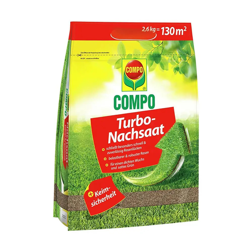 Seminte gazon Compo Turbo regenerare rapida 2.6 kg pentru 130 mp cu germinare sigura si rapida