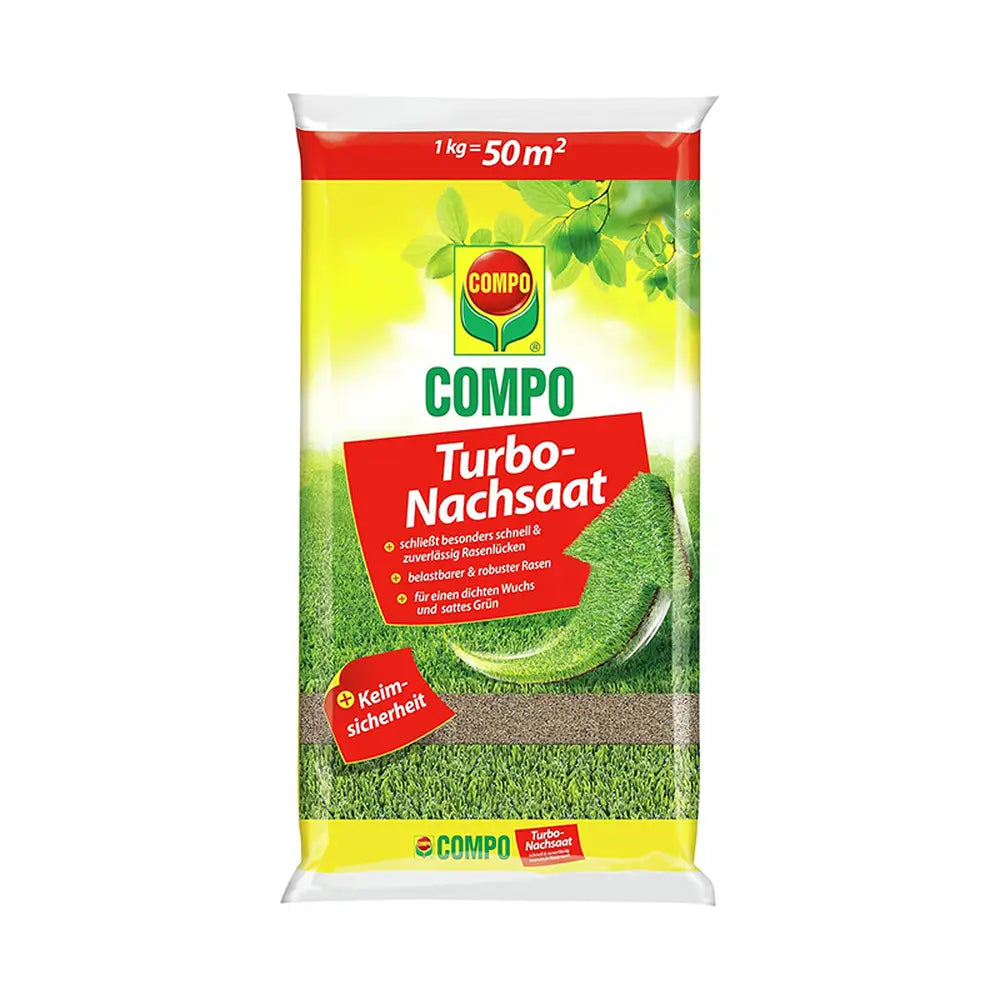 Compo turbo reseeding seminte gazon regenerare rapida 1 kg pentru 50 mp, amestec premium cu germinare rapida si siguranta ridicata