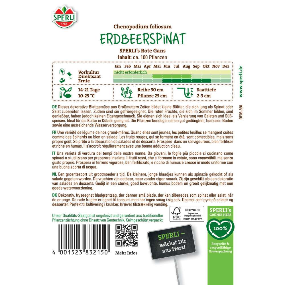 Seminte spanac capsuni SPERLI Rote Gans – planta decorativa si comestibila