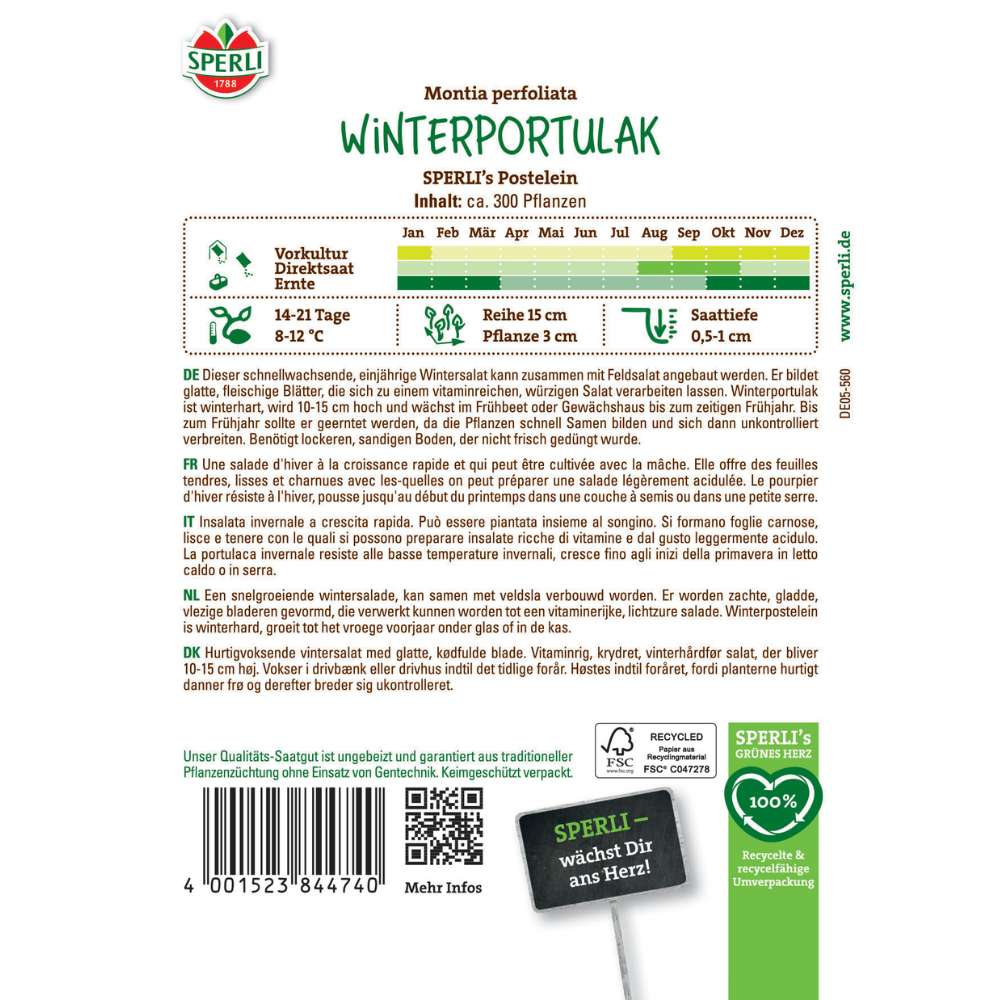Seminte portulaca de iarna SPERLI Postelein – pentru salate de sezon rece