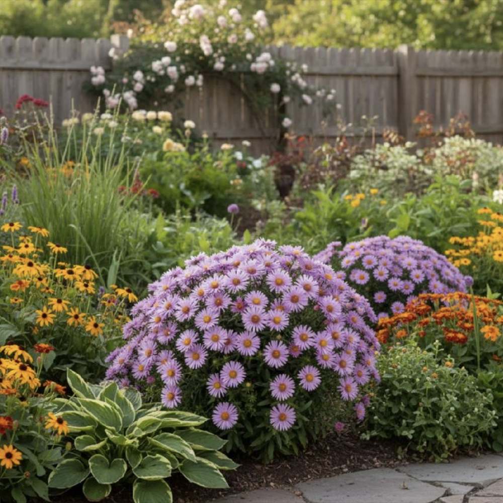 Steluta de Toamna (Aster) Happy End, perena alpina roz, pentru rocarii si borduri, inflorire mai iunie, rezistenta la frig, tufanica pitica pentru gradina