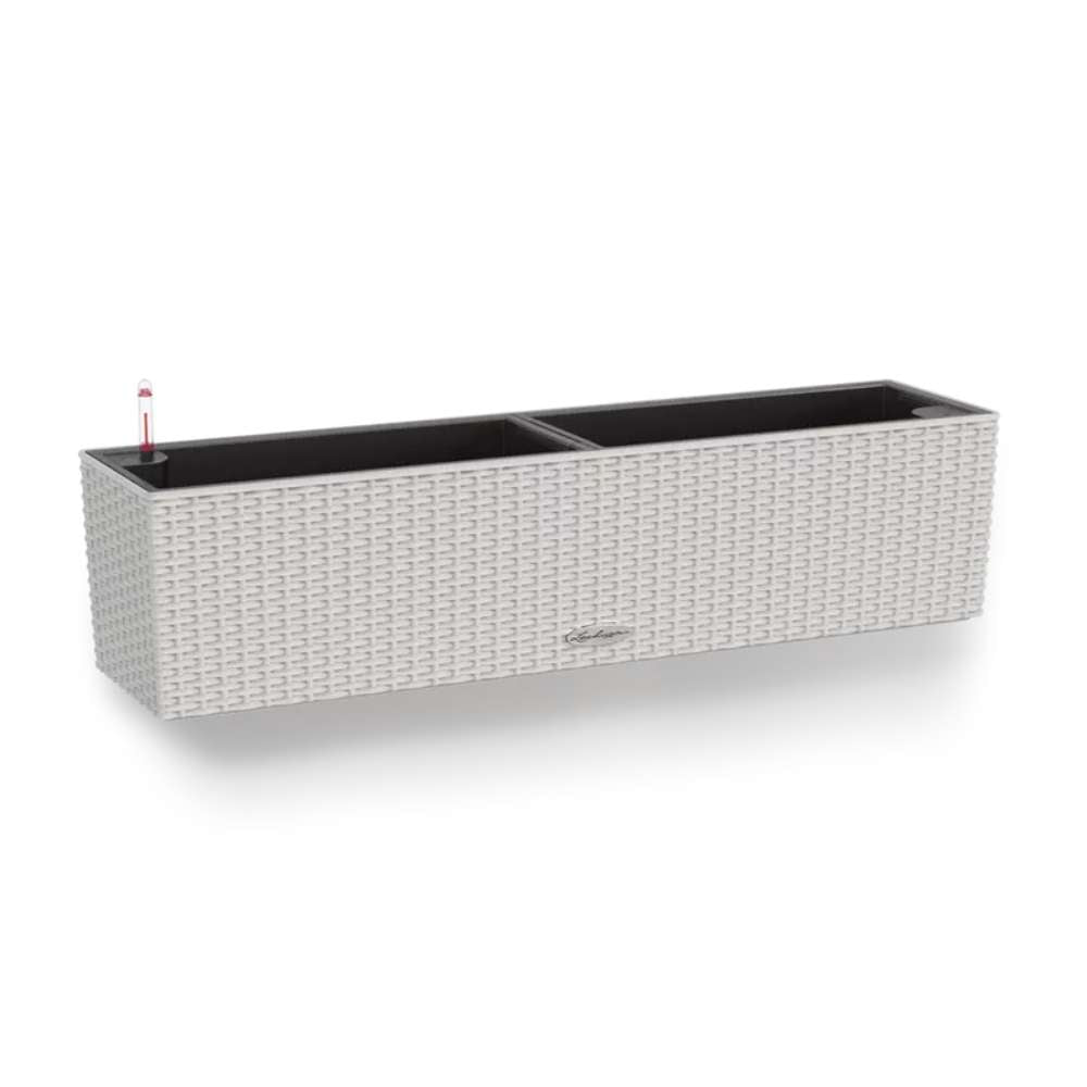 Ghiveci Auto-Irigant Lechuza Balconera Cottage 80, 12 l, efect de ratan gri, sistem de autoirigare, insert detasabil, strat de drenaj