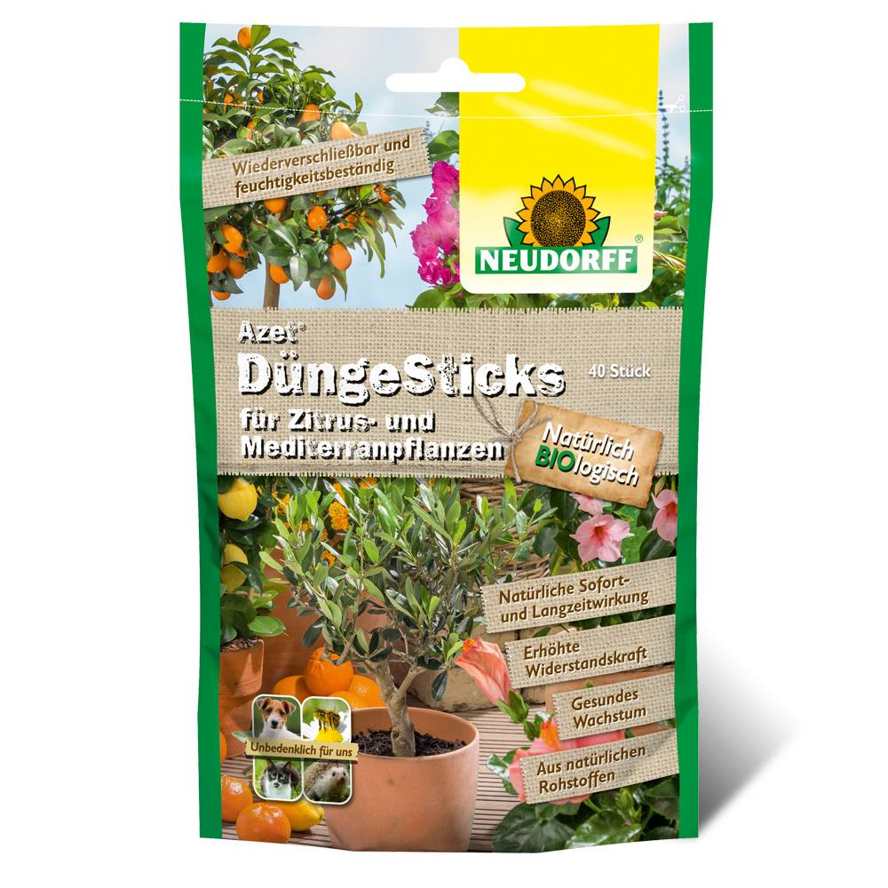 Batoane de Ingrasamant Azet pentru Plante Citrice si Mediteraneene, 40 buc, cu Efect Imediat si de Lunga Durata, Neudorff