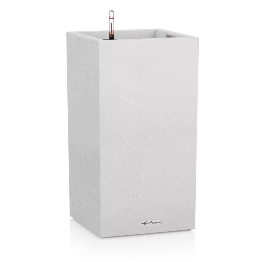 Ghiveci Auto-Irigant Lechuza Canto Stone High 30, 12 l, efect piatra alba, sistem de autoirigare, insert detasabil, strat de drenaj