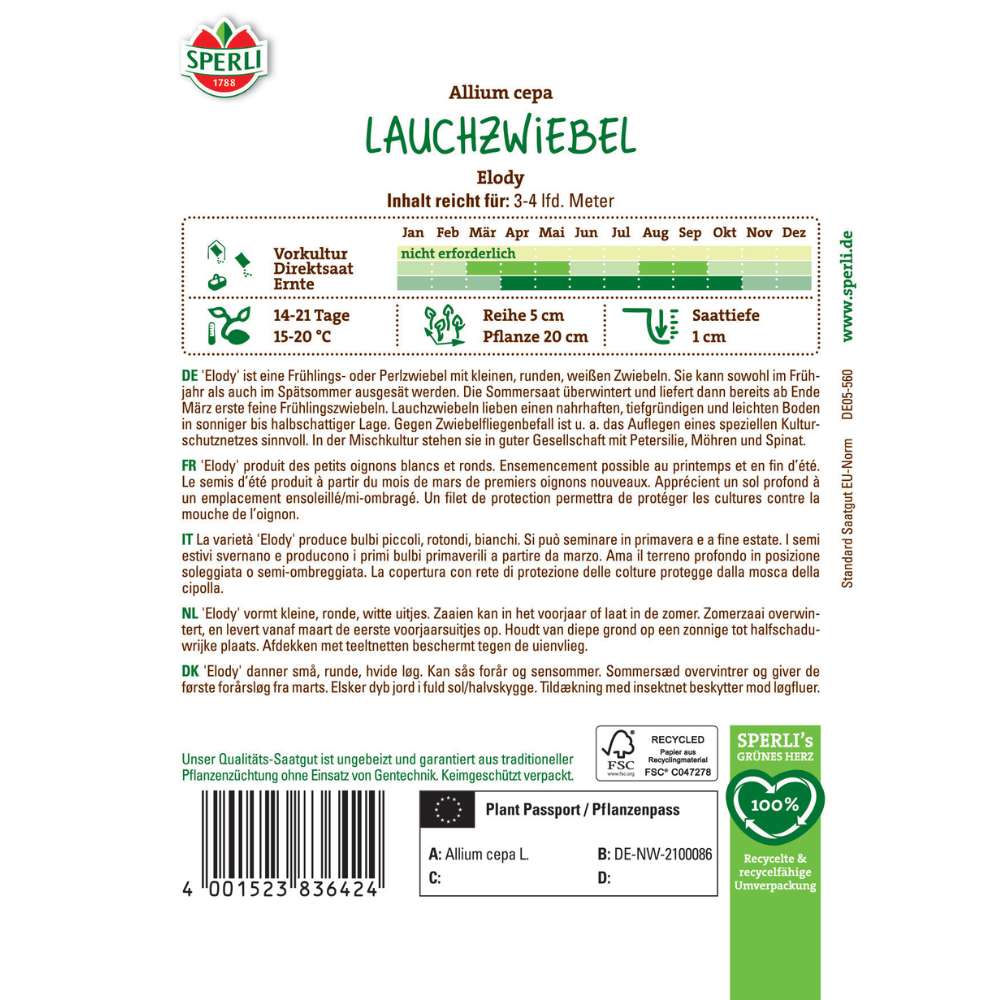 Seminte ceapa verde Elody – tulpini albe, lungi si delicate, 1 Bucata