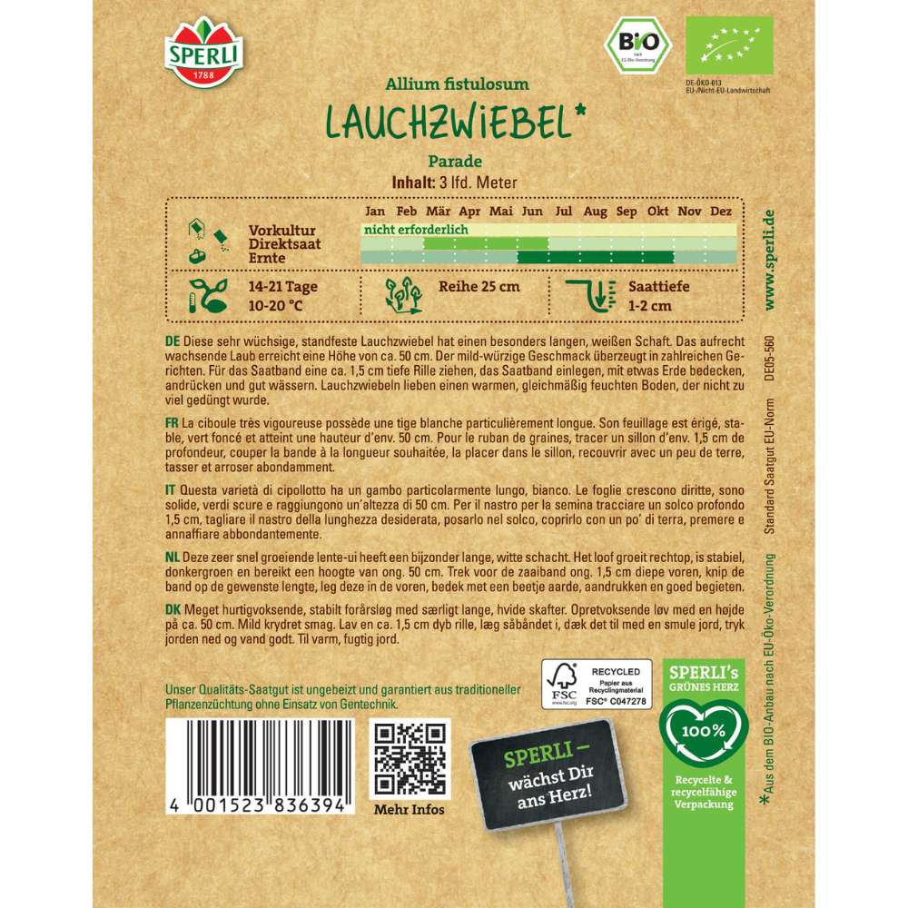 Seminte BIO ceapa verde cu banda – crestere rapida si usoara, 5 m