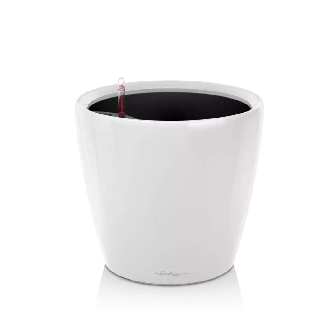 Ghiveci Auto-Irigant Lechuza Classico Premium 21 LS, 3 l, alb lucios, sistem de autoirigare, insert detasabil, strat de drenaj