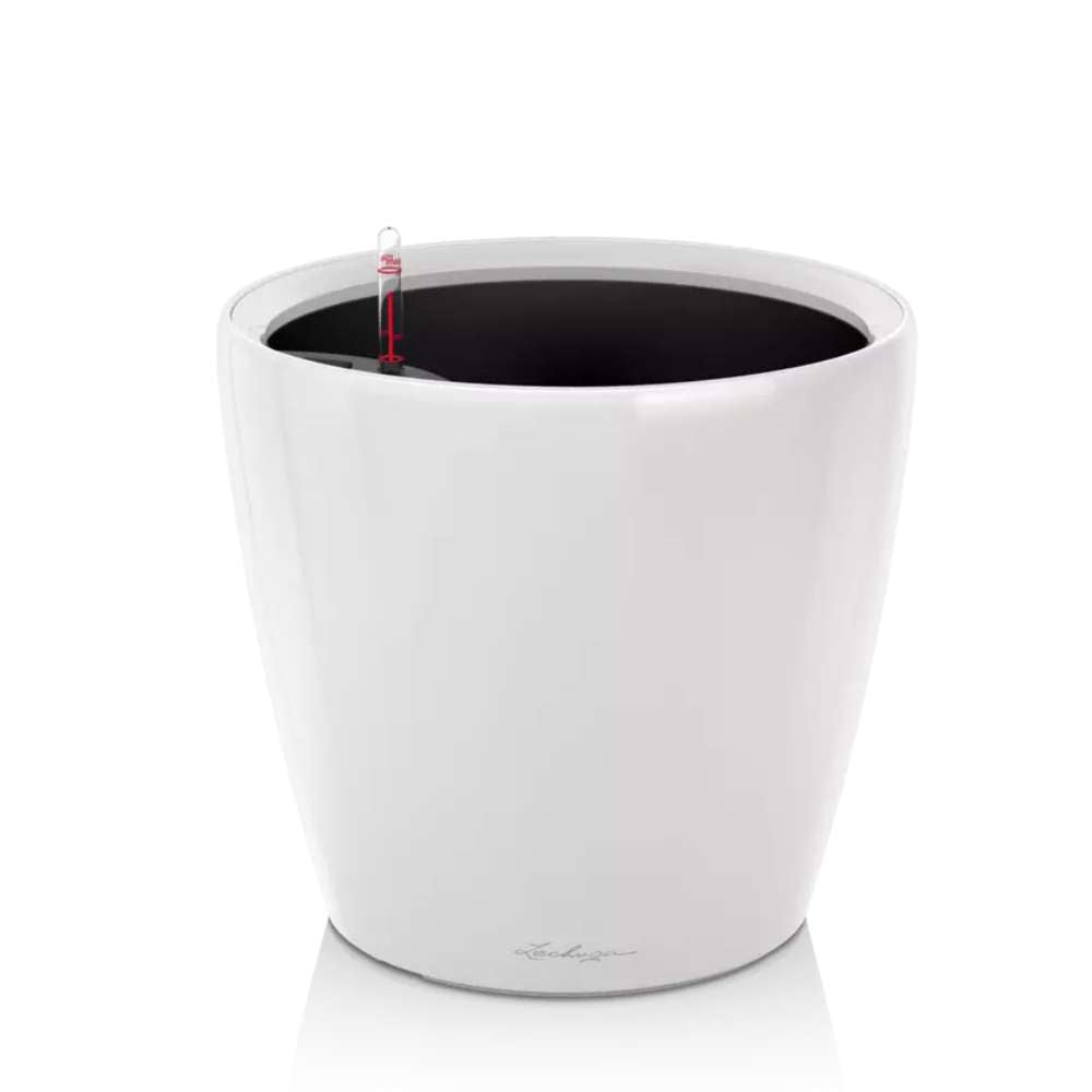 Ghiveci Auto-Irigant Lechuza Classico Premium 28 LS, 7 l, alb lucios, sistem de autoirigare, insert detasabil, strat de drenaj