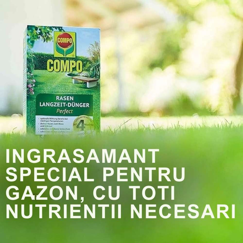 Ingrasamant gazon COMPO cu efect indelungat Perfect, NPK 22-3-10, 3 kg pentru 120 mp