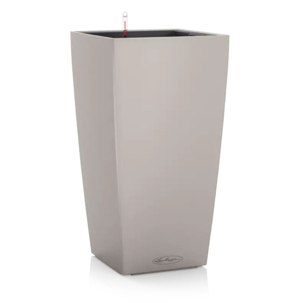 Ghiveci Auto-Irigant Lechuza Cubico Color 30, 14 l, bej mat, sistem de autoirigare, insert detasabil, strat de drenaj