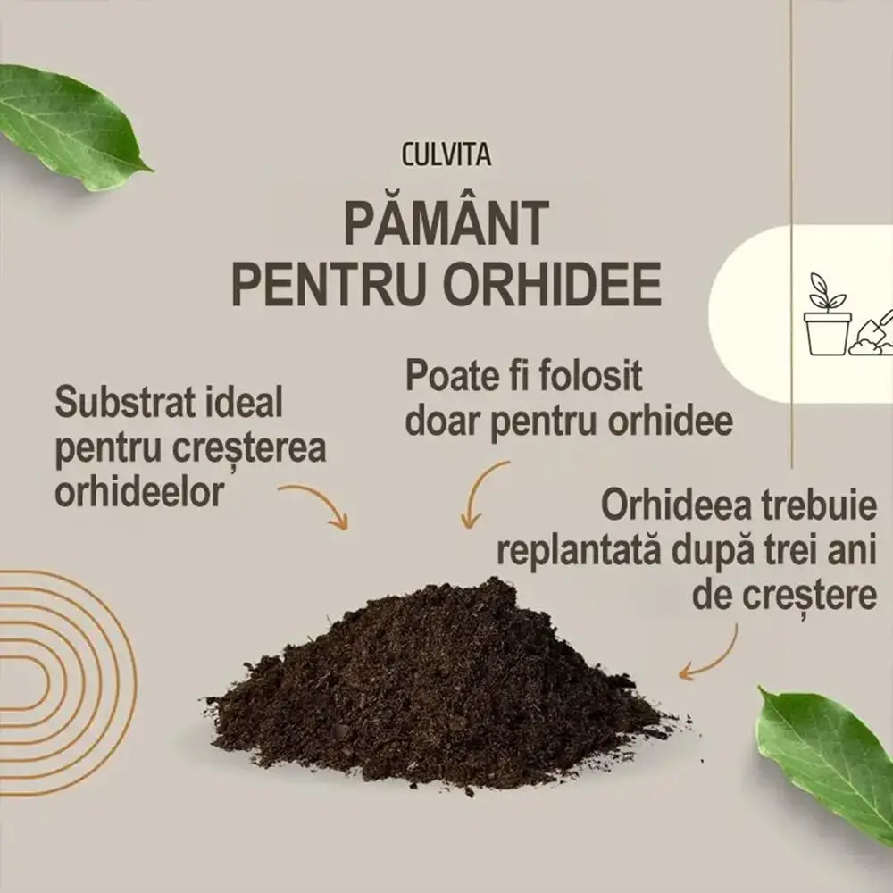 Culvita Pamant pentru Orhidee 5 l, Sol optim orhidee, drenaj excelent, crestere sanatoasa, prevenire putrezire radacini