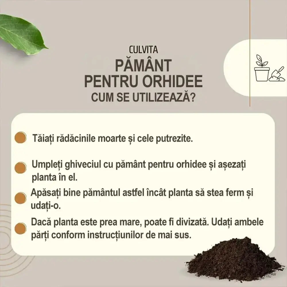 Culvita Pamant pentru Orhidee 5 l, Sol optim orhidee, drenaj excelent, crestere sanatoasa, prevenire putrezire radacini