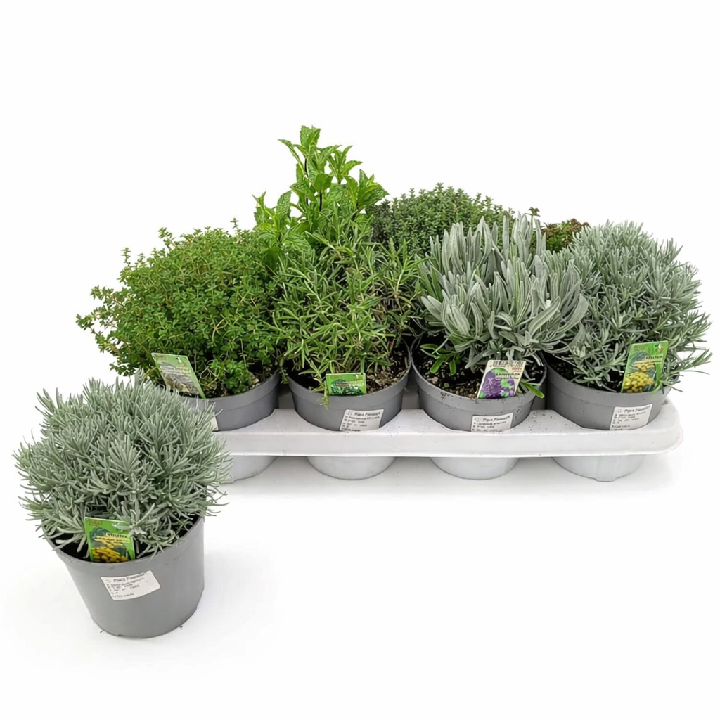 Set 8 ierburi aromatice pentru balcon si gradina, include cimbrisor, lavanda, rozmarin si helichrysum