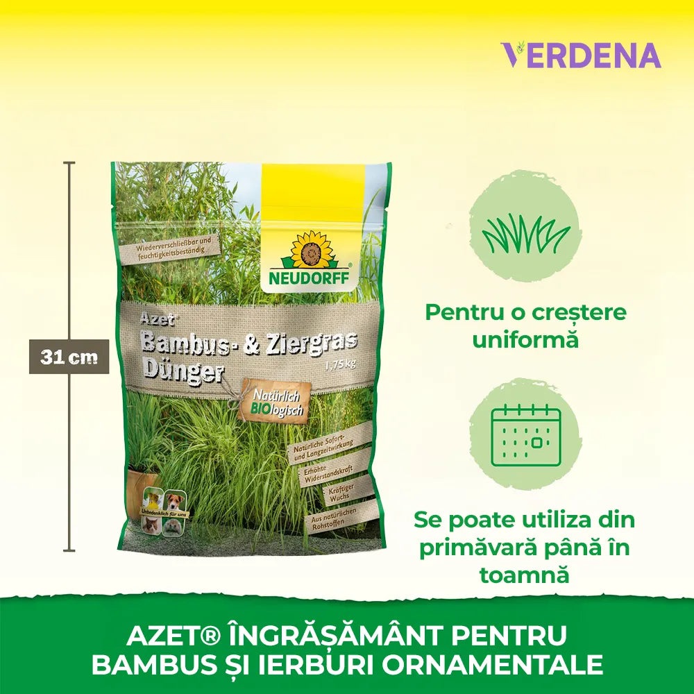 Ingrasamant Azet pentru Bambus si Ierburi Ornamentale, 1.75 kg, Nutritie de Lunga Durata, Neudorff
