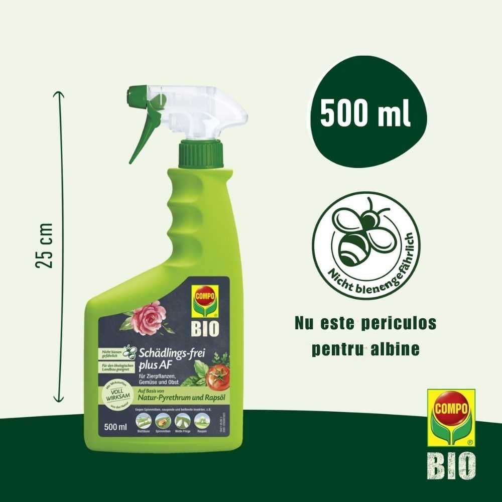 Spray insecticid COMPO Anti-daunatori Plus AF pentru plante ornamentale, legume si fructe, gata de utilizare, 500 ml
