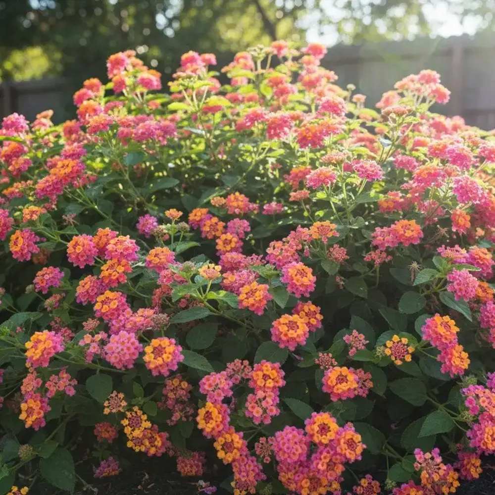 Regina fluturilor (Lantana) Havana Rose, cu flori roz-piersic parfumate si inflorire continua, Inflorescente multicolore cu efect de curcubeu tropical