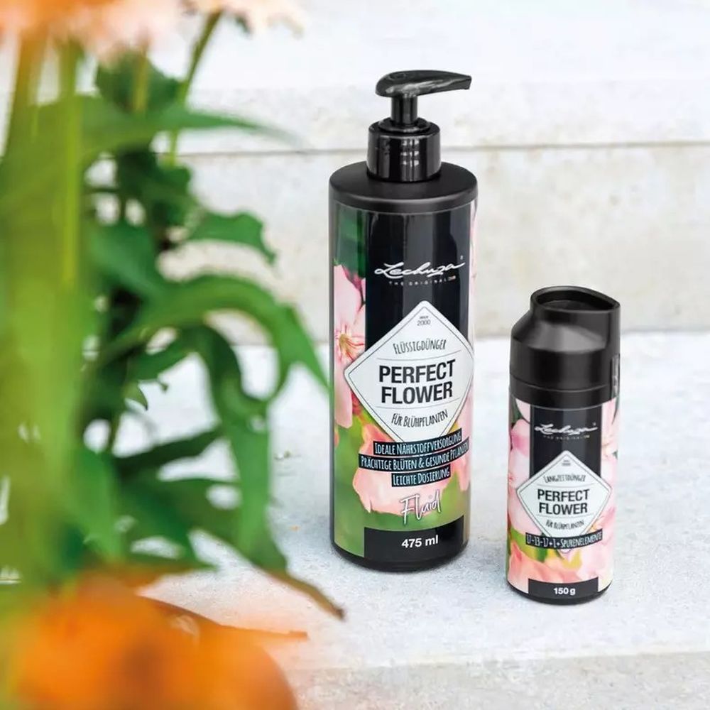 Ingrasamant lichid Lechuza PERFECT FLOWER 475 ml, pentru toate plantele cu flori, 1 pompa/L, formula rapida, 100% sigur pentru mediu