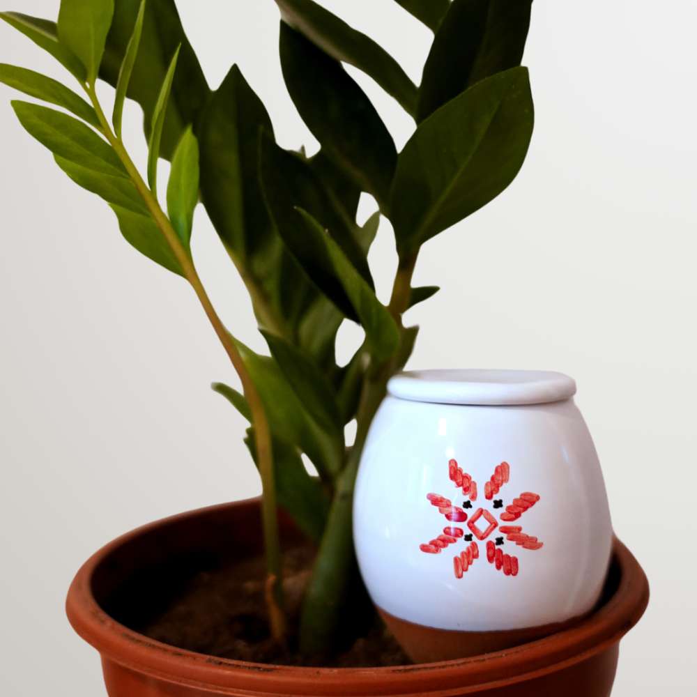 Vas de auto-udare plante "Stea" LUTOYA, decorativ, ceramic, lut, natural, 200 ml