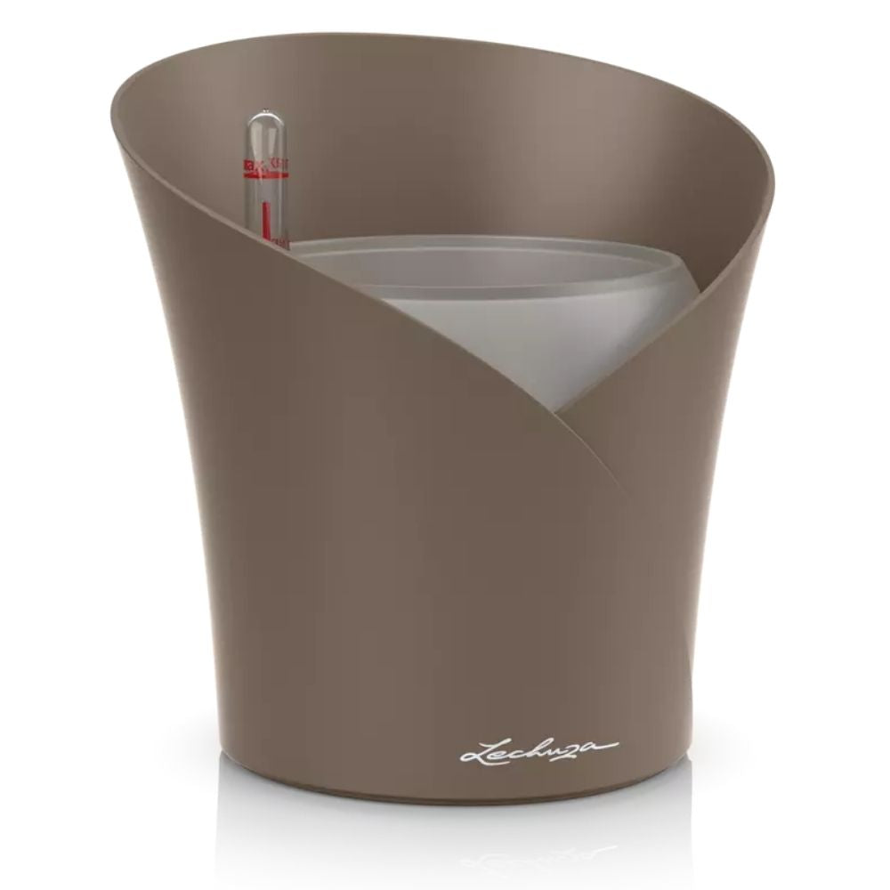 Ghiveci Auto-Irigant Lechuza Orchidea 1 l, Bej mat, pentru orhidee, sistem de autoirigare, insert detasabil, strat de drenaj