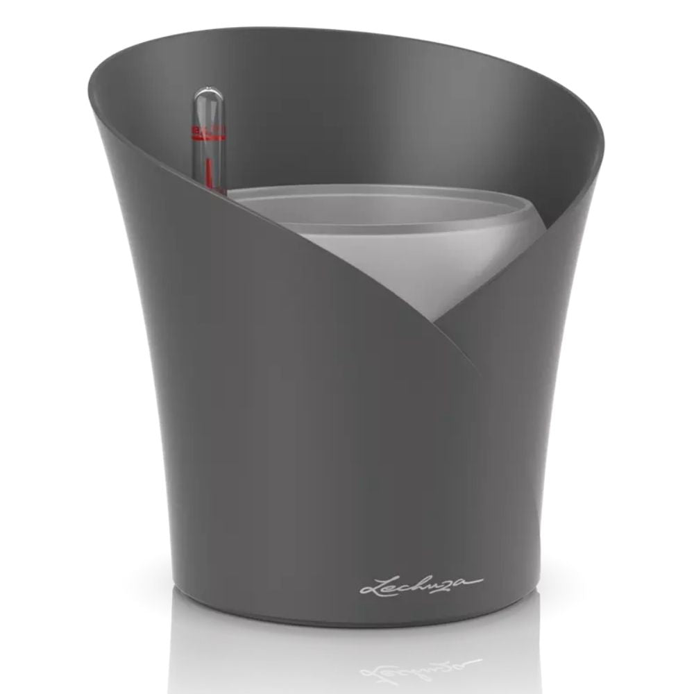 Ghiveci Auto-Irigant Lechuza Orchidea 1 l, Gri mat, pentru orhidee, sistem de autoirigare, insert detasabil, strat de drenaj