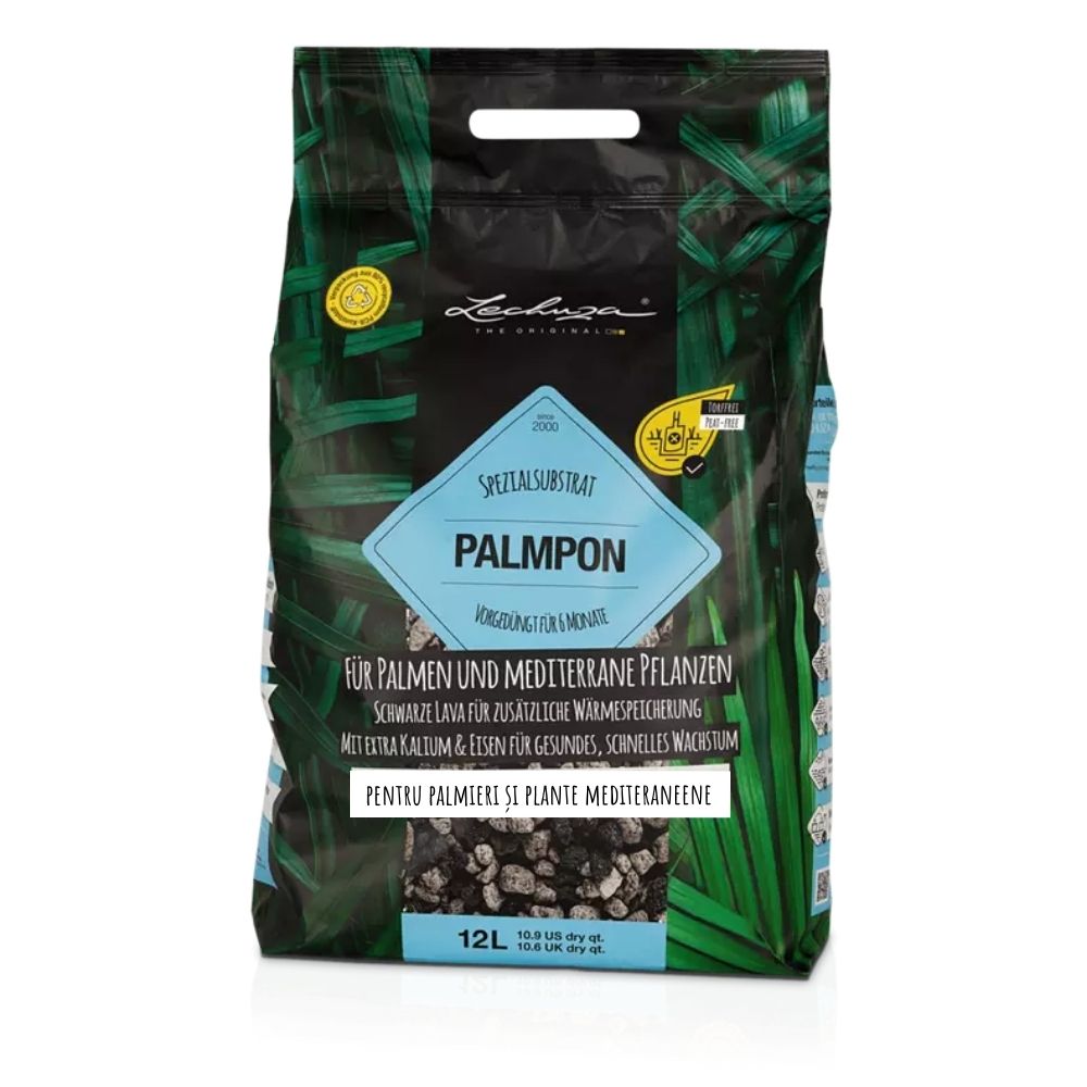 Substrat Mineral LECHUZA Palmpon 12 l, pentru palmieri si plante mediteraneene, 100% fara turba, cu ingrediente naturale