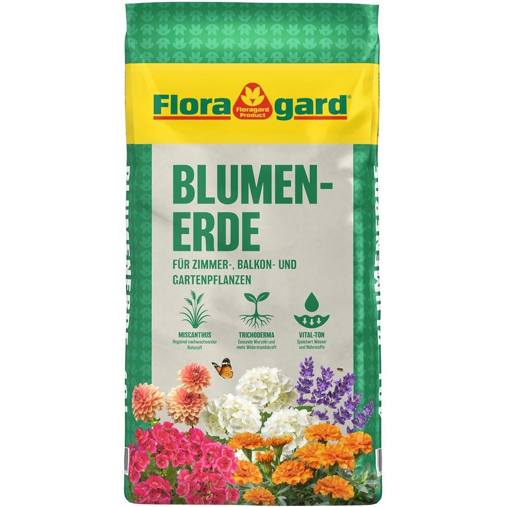 Pamant pentru Flori Floragard cu Ingrasamant Organic Guano, 40 l, eliberare lenta de 8 Saptamani
