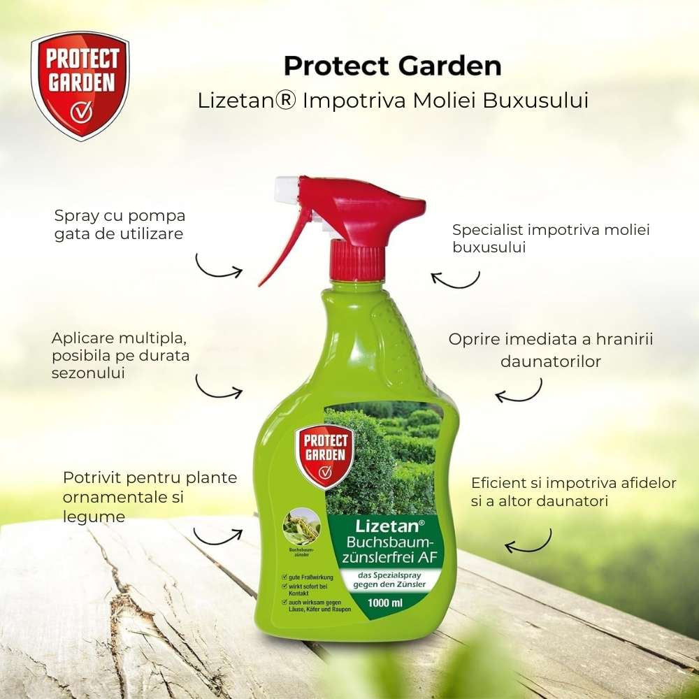 Insecticid Spray cu Efect Rapid contra Omizilor de Buxus 1 l PROTECT GARDEN