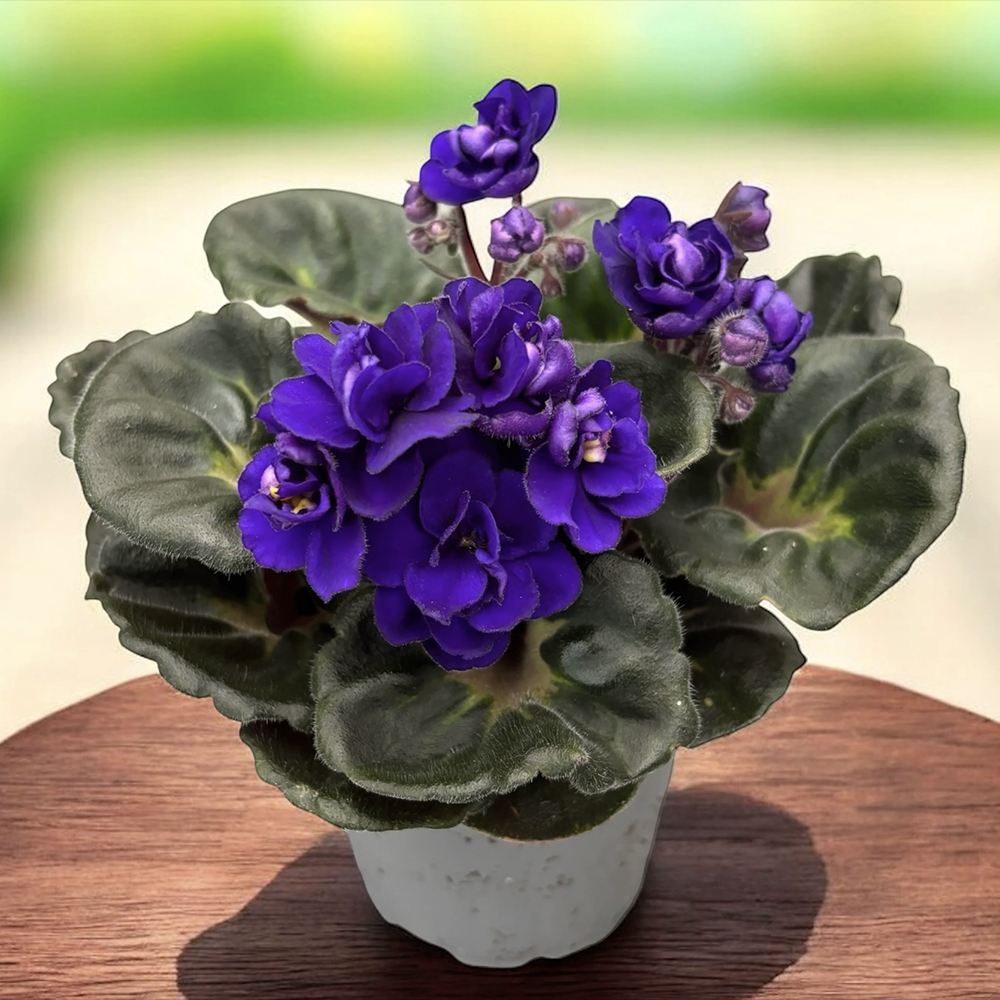 Violeta de Parma, Saintpaulia More Lips, cu flori mov, plante inflorita, de interior, intretinere minima