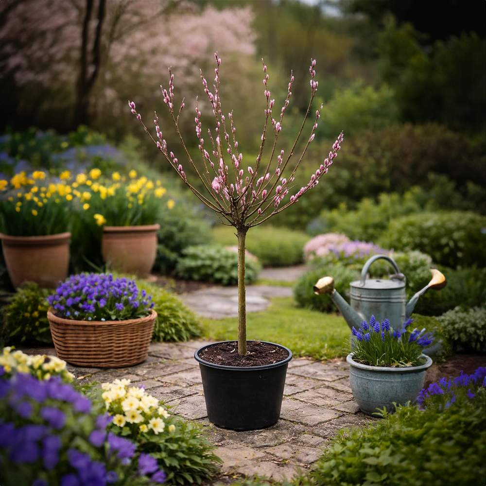 Salcie Pitica Copacel Japoneza Mount Aso, cu matisori roz-somon, arbust ornamental compact, rezistent la ger