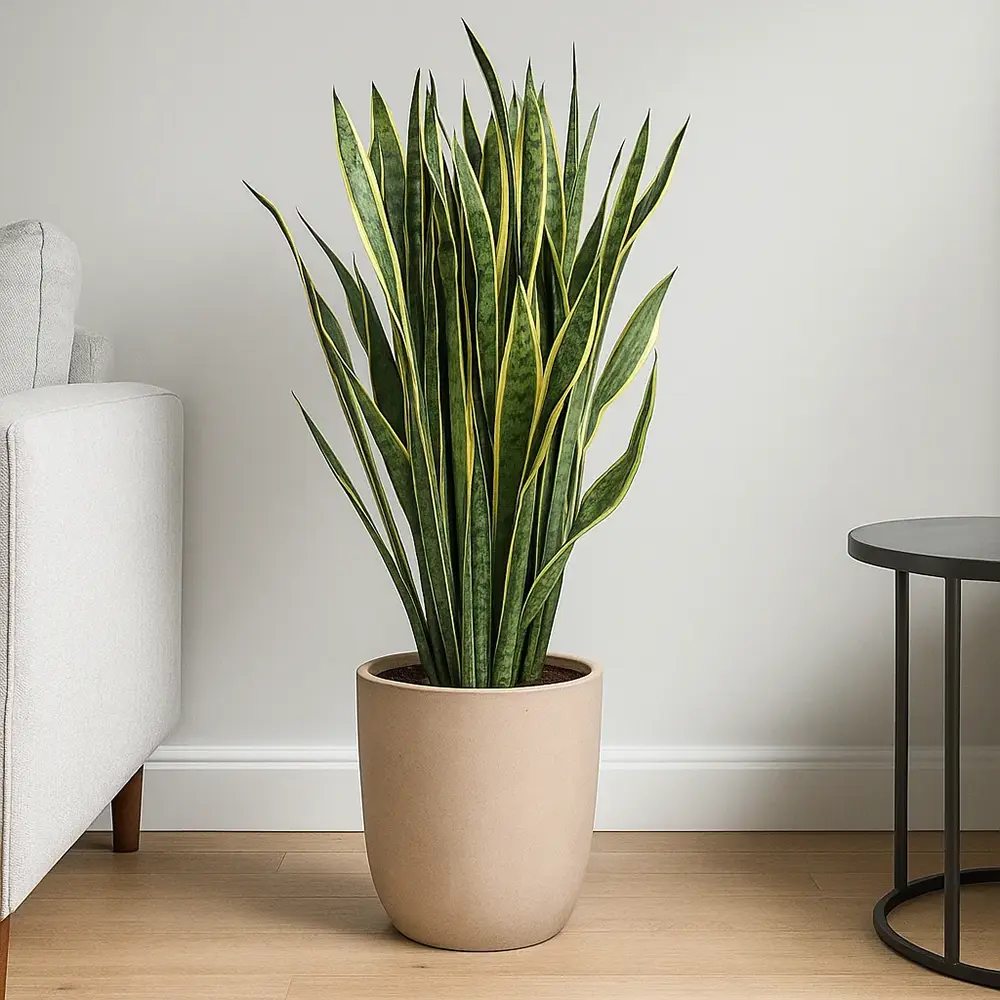 Sansevieria (Limba Soacrei) Laurentii, planta de interior purificatoare de aer, frunze verzi cu margini galbene elegante, ingrijire foatre usoara - 90-100 cm