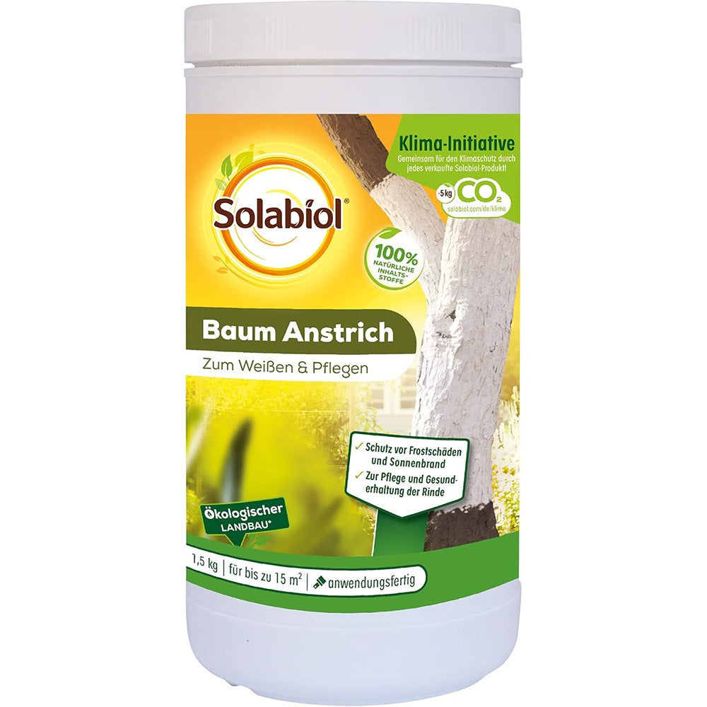 Vopsea trunchi arbori Solabiol, vopsea alba pentru protectie organica, 1.5 kg