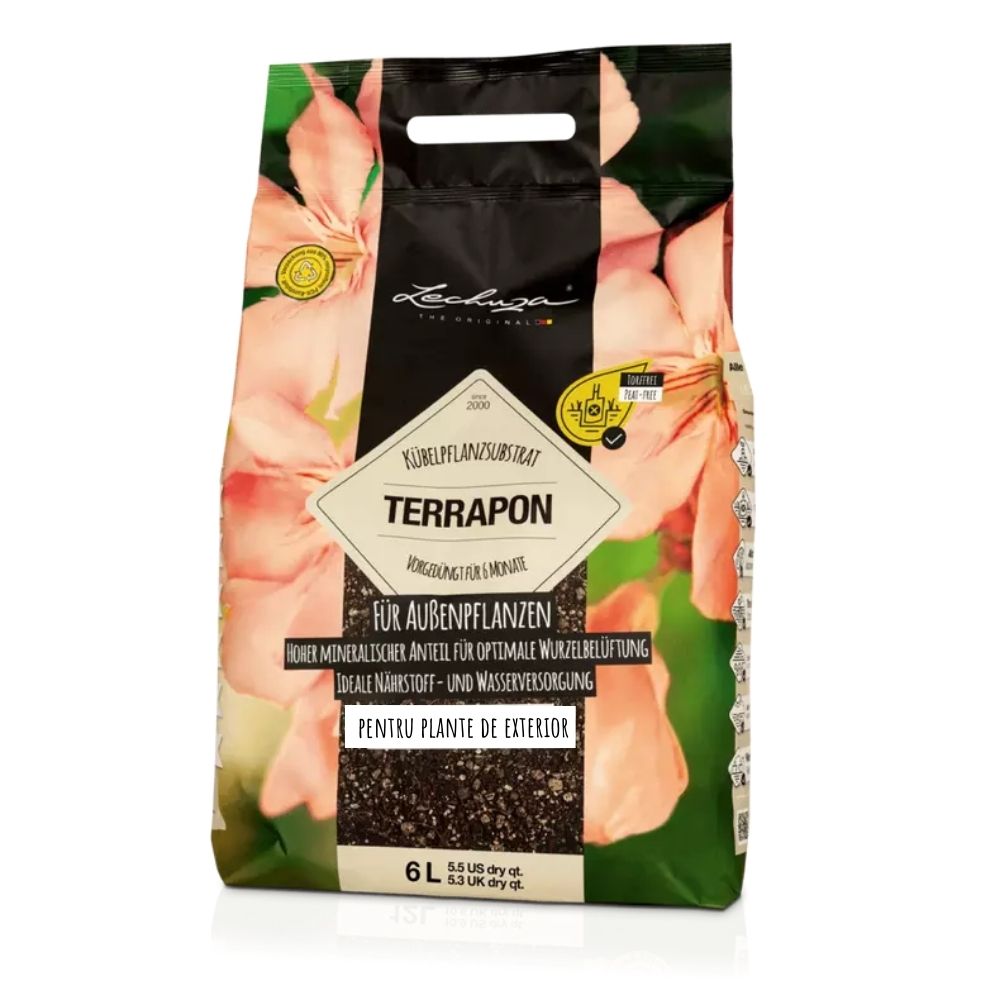 Substrat Mineral LECHUZA Terrapon 6 l, pentru plante de exterior, 100% fara turba, cu ingrediente naturale