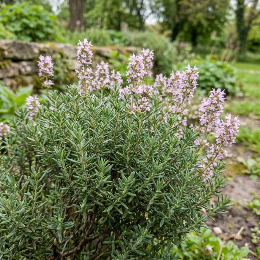 Cimbrisor Faustini, planta aromatica taratoare, parfumata, cu flori roz, pentru soare si rocarii Planta