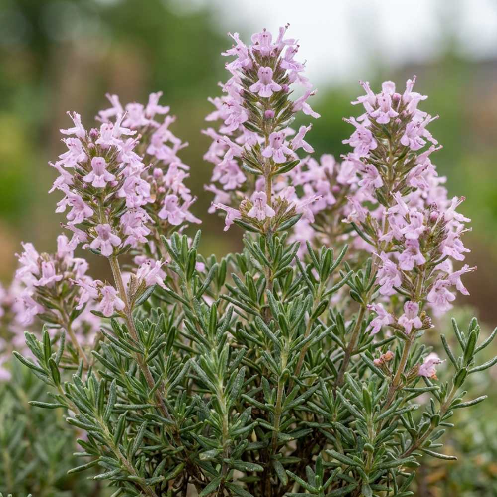 Cimbrisor Faustini, planta aromatica taratoare, parfumata, cu flori roz, pentru soare si rocarii Planta