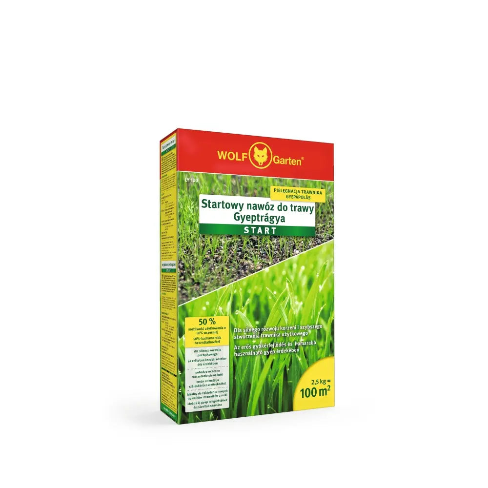 Ingrasamant gazon Starter Wolf Garten, 2.5 kg pentru 100 mp, creste rapiditatea incoltirii