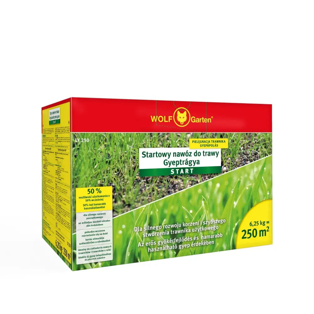 Ingrasamant gazon Starter Wolf Garten, 6.25 kg pentru 250 mp, creste rapiditatea incoltirii
