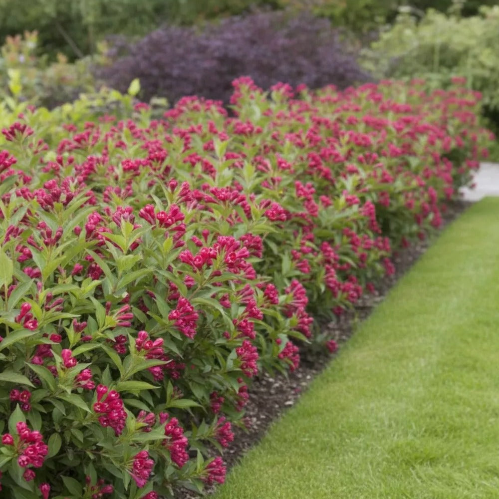 Weigela All Summer Red, arbust cu flori rosii repetate, rezistent iarna, pentru gradina sau terasa