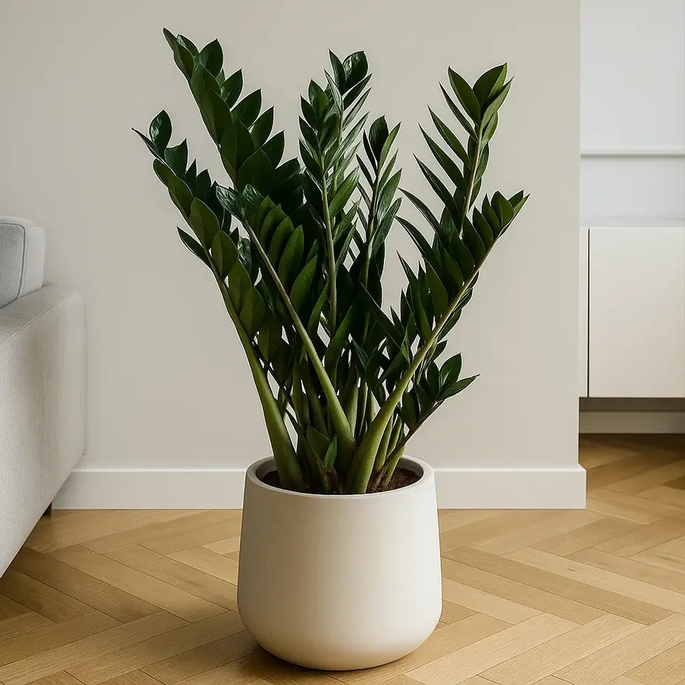 Planta Norocului (Zamioculcas Zamiifolia) Super Nova, 70 cm, 10 tulpini/ghiveci, planta de apartament cu frunze suculente, rezistent umbra, rezistenta, udare rara