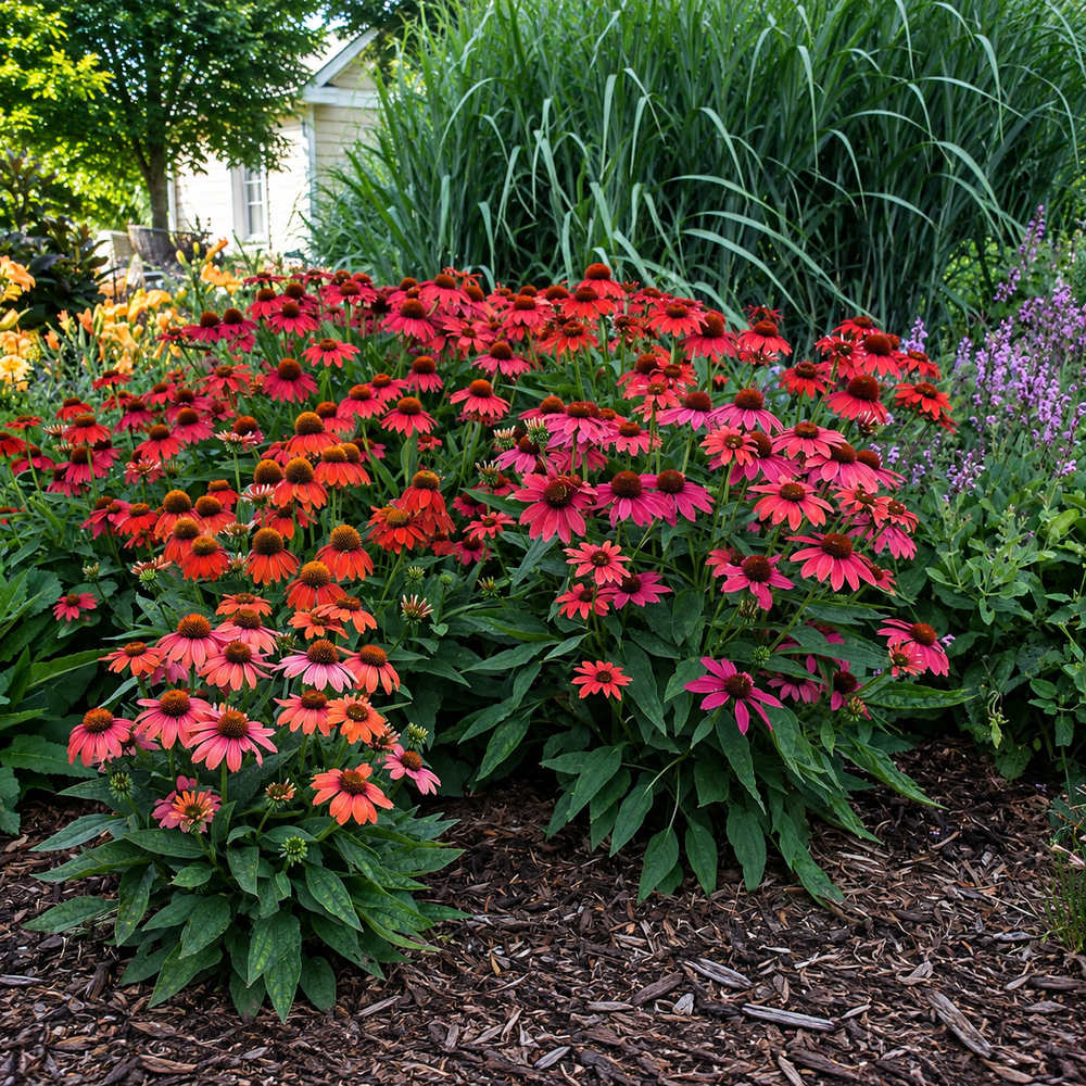 Echinacea purpurea Lakota red, flori spectaculoase rosu-intens, perena compacta rezistenta la seceta