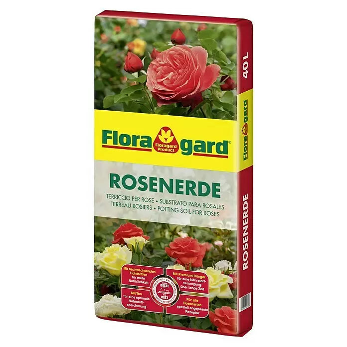 Pamant Special Floragard pentru Trandafiri, cu Argila si Turba Redusa, 20 l, Nutritie Optima si Drenaj Superior