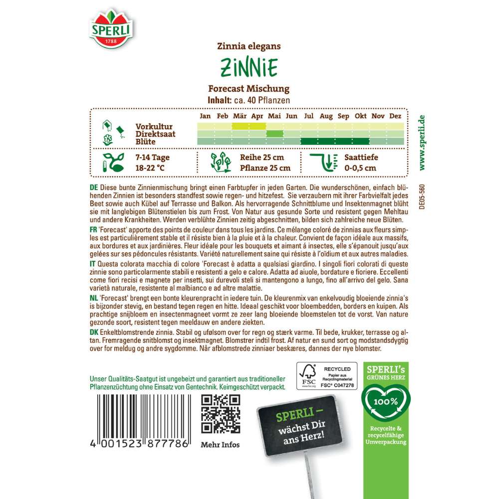 Seminte Zinnia (Cocosel) Forecast – flori intens colorate si rezistente