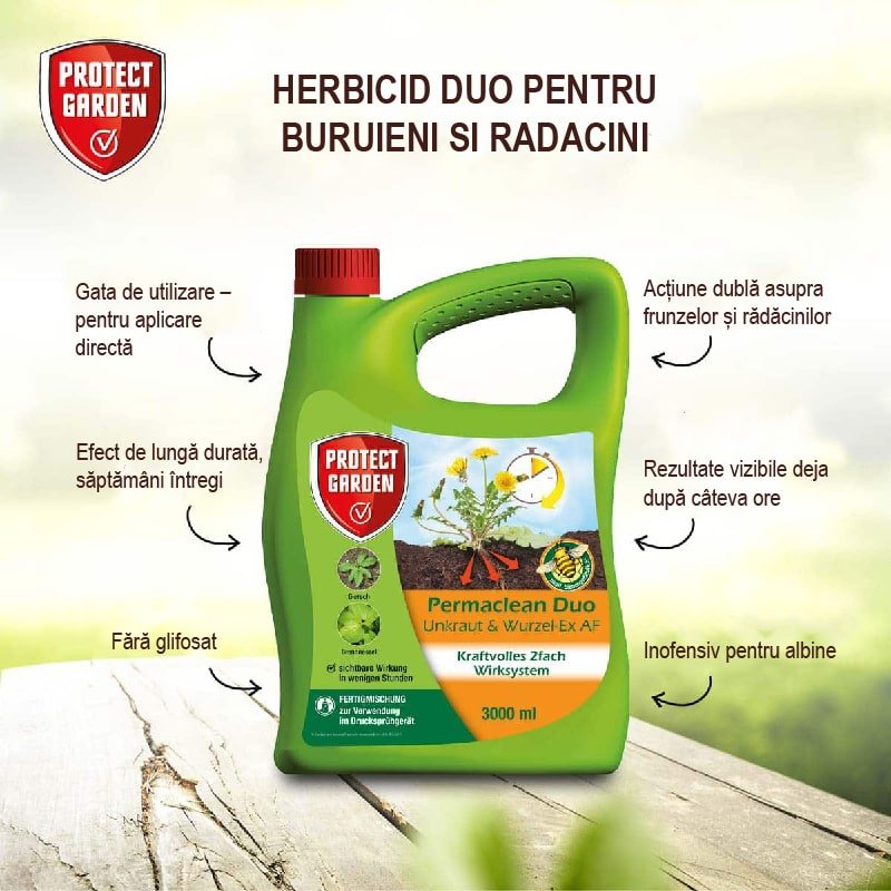 Erbicid Duo pentru Buruieni si Radacini, 500 ml, PROTECT GARDEN