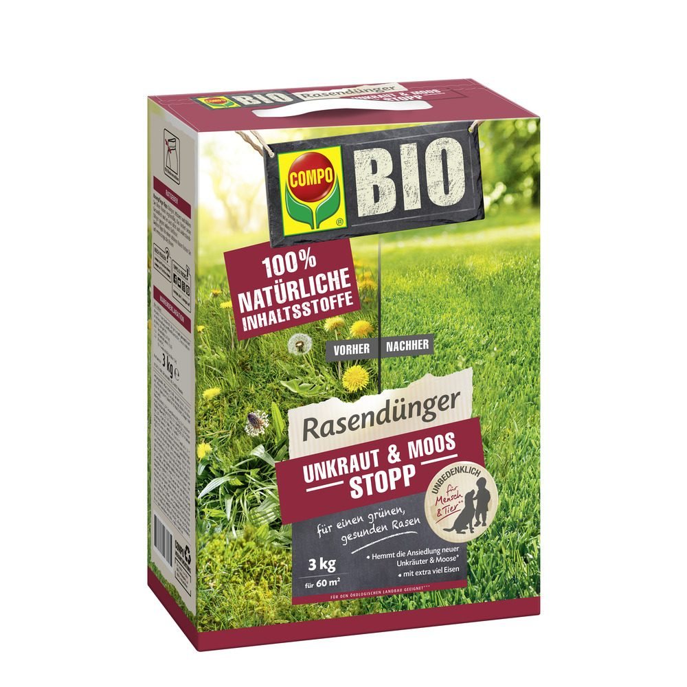 Ingrasamant Organic Granule Fine 3 kg pentru Gazon impotriva Buruienilor si a Muschiului, Ingrijire Completa, COMPO