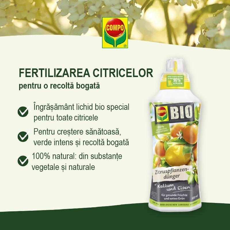 Ingrasamant Organic Lichid pentru Plante Citrice 500 ml, COMPO