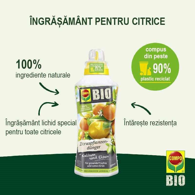 Ingrasamant Organic Lichid pentru Plante Citrice 500 ml, COMPO