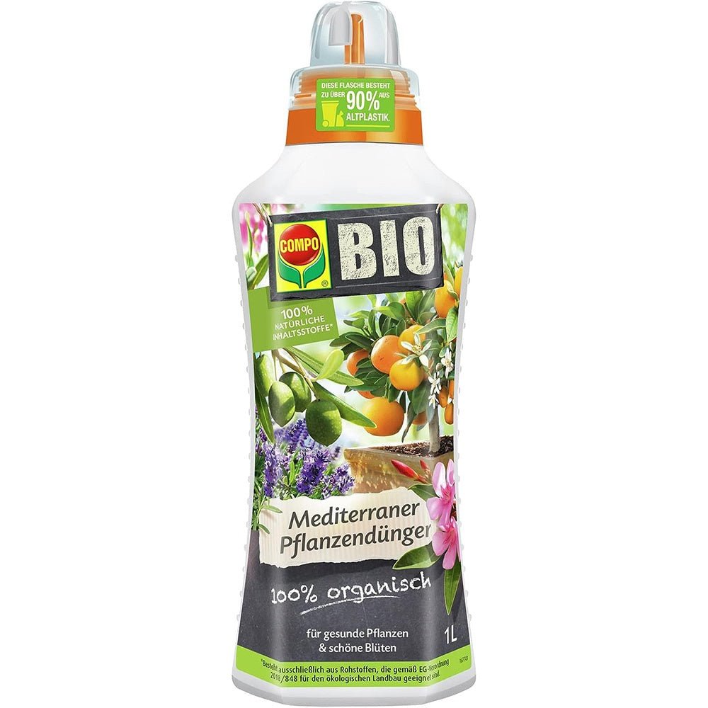 Ingrasamant Organic Lichid pentru Plante Mediteraneene, 500 ml, Special cu Extra Potasiu si Fier, Ingrediente 100% Naturale, COMPO